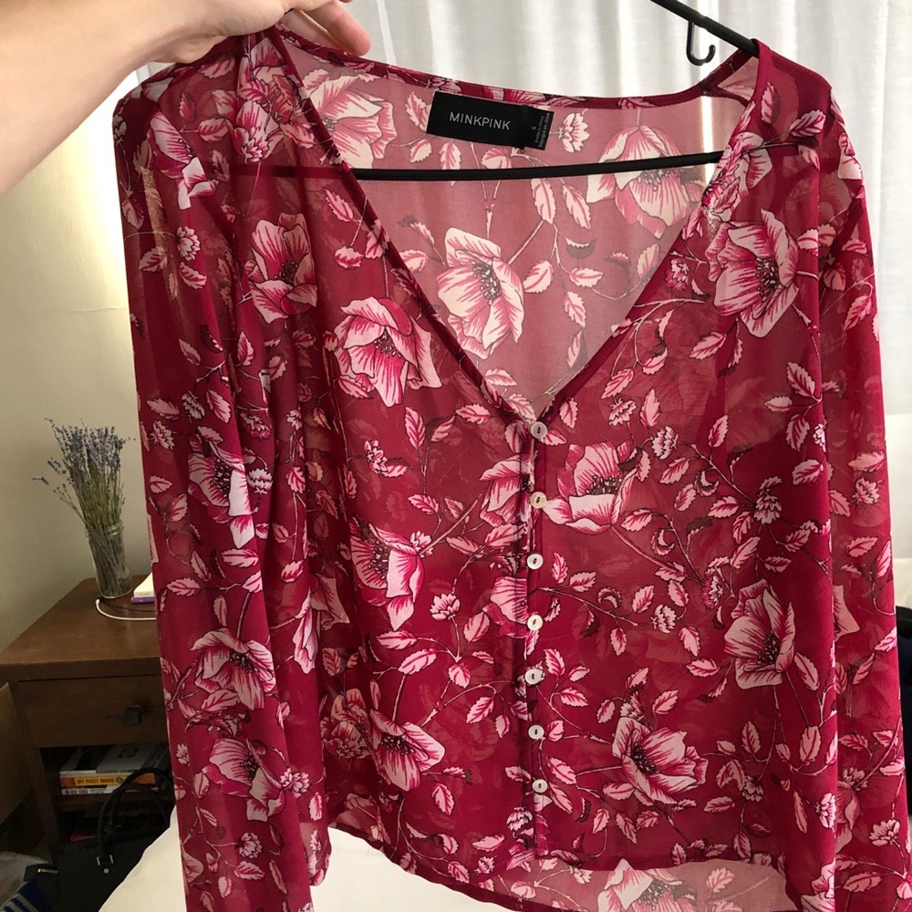 MINKPINK | pink floral blouse